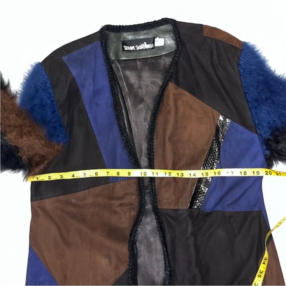 Vintage Leather Patchwork Kimono Jacket - Picture 8 of 12